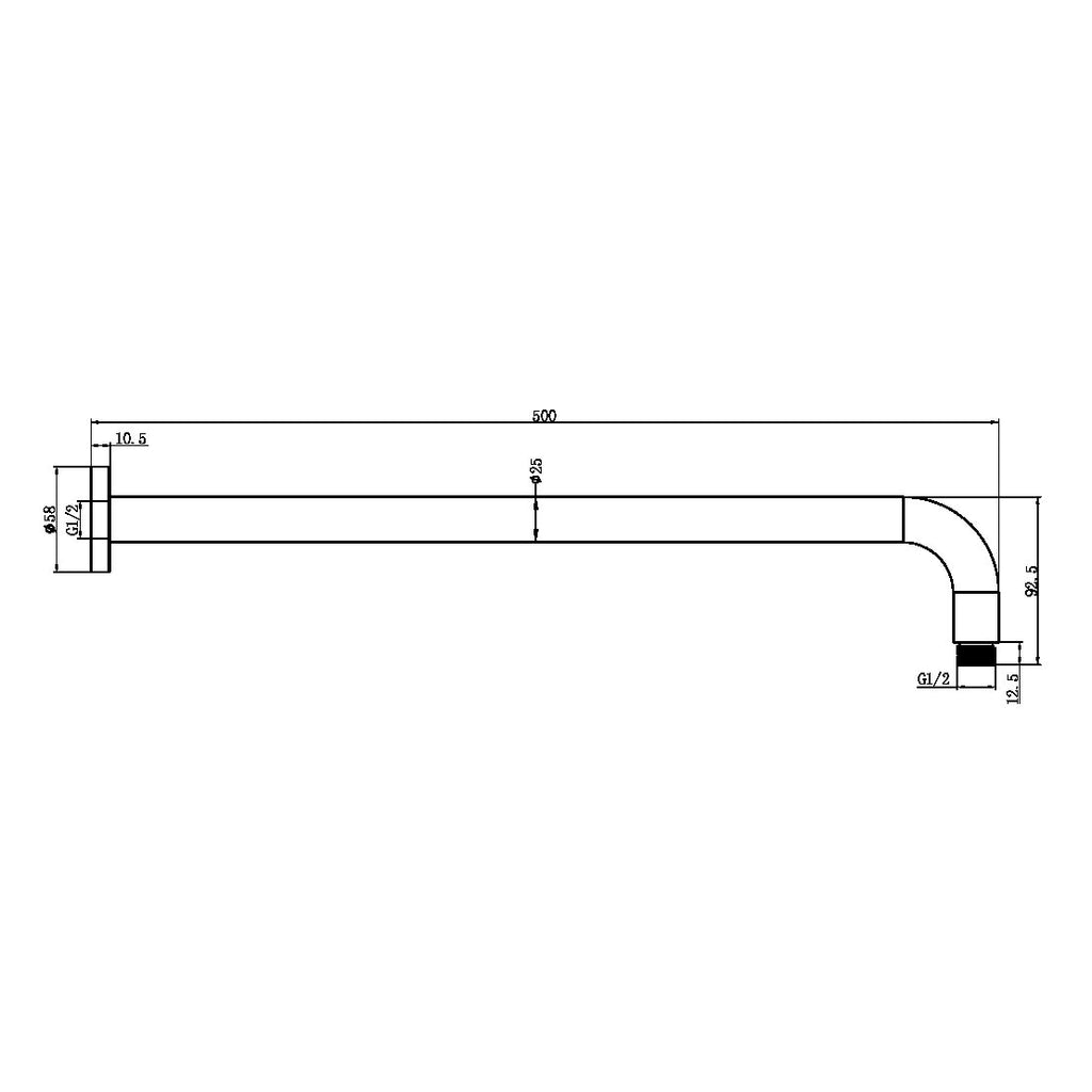 Nero Round Shower Arm - Gunmetal Grey