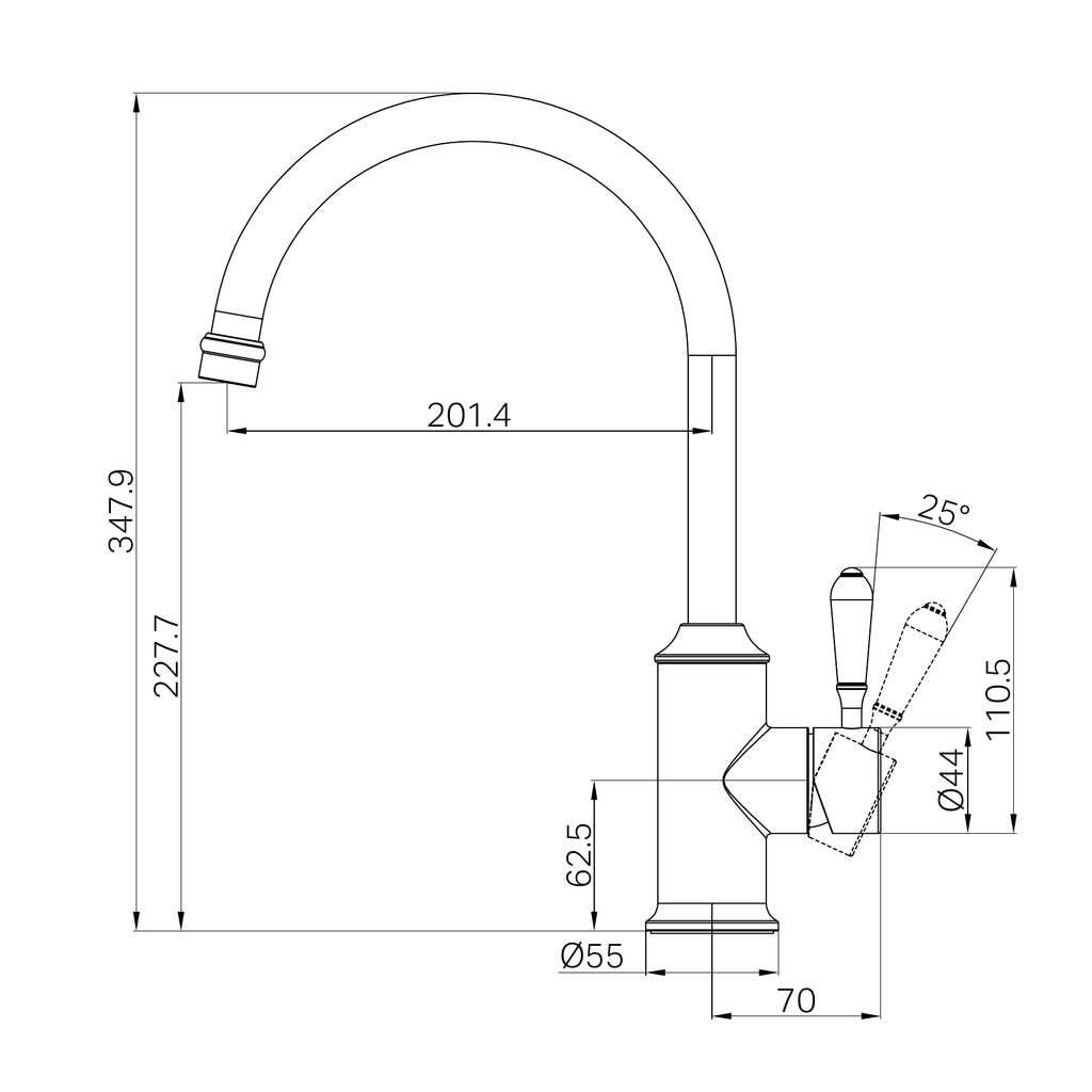 Nero York Kitchen Mixer Gooseneck Spout - Chrome