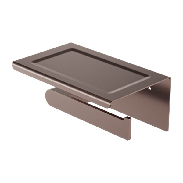 Nero Bianca Toilet Roll Holder with Shelf - Brushed Bronze