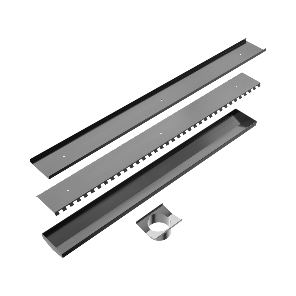 Nero Tile Insert V Channel Floor Waste 89mm Outlet - Gunmetal Grey