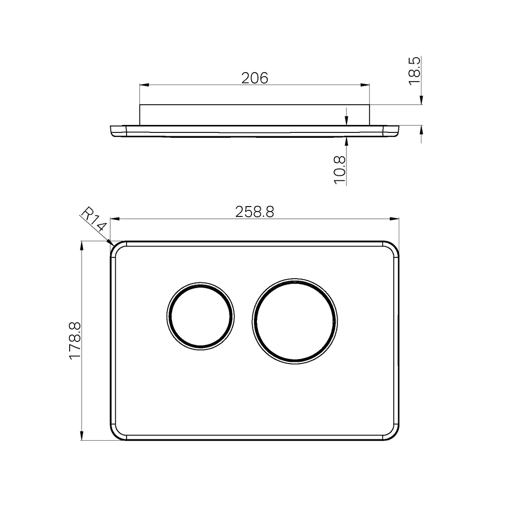 Nero In Wall Toilet Push Plate - Brushed Nickel