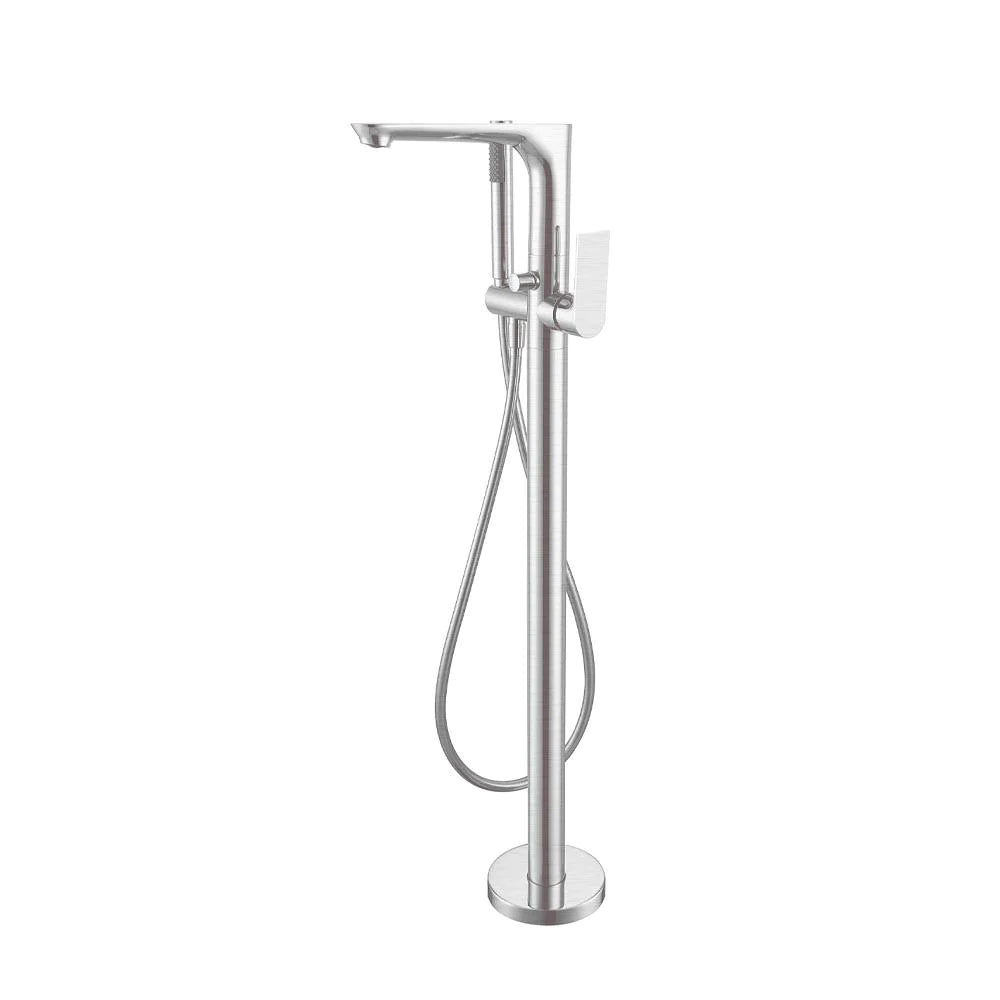 Nero Bianca Freestanding Bath Mixer with Handshower - Brushed Nickel