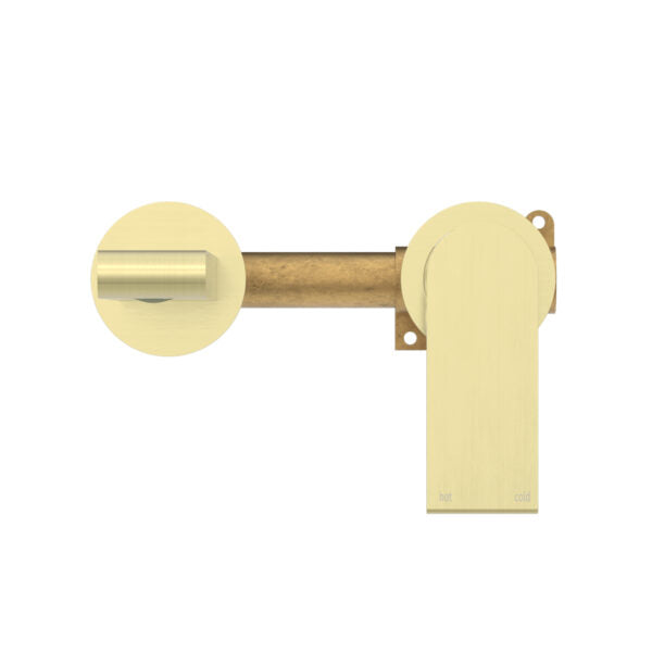 Nero Bianca Wall Basin/Bath Mixer (Separate Back Plate) - Brushed Gold