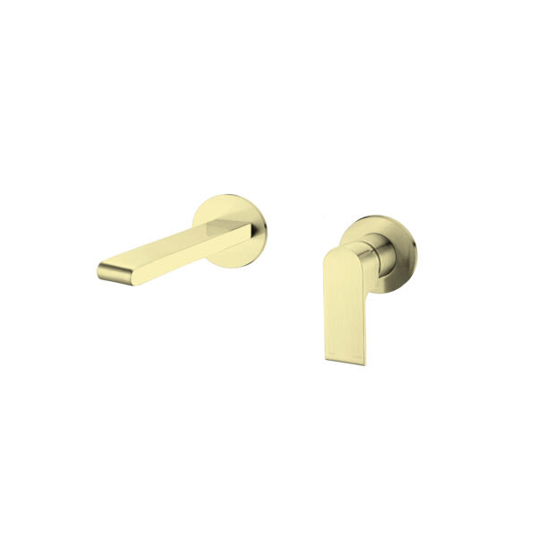 Nero Bianca Wall Basin/Bath Mixer (Separate Back Plate) - Brushed Gold