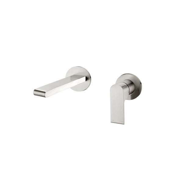 Nero Bianca Wall Basin/Bath Mixer (Separate Back Plate) - Brushed Nickel