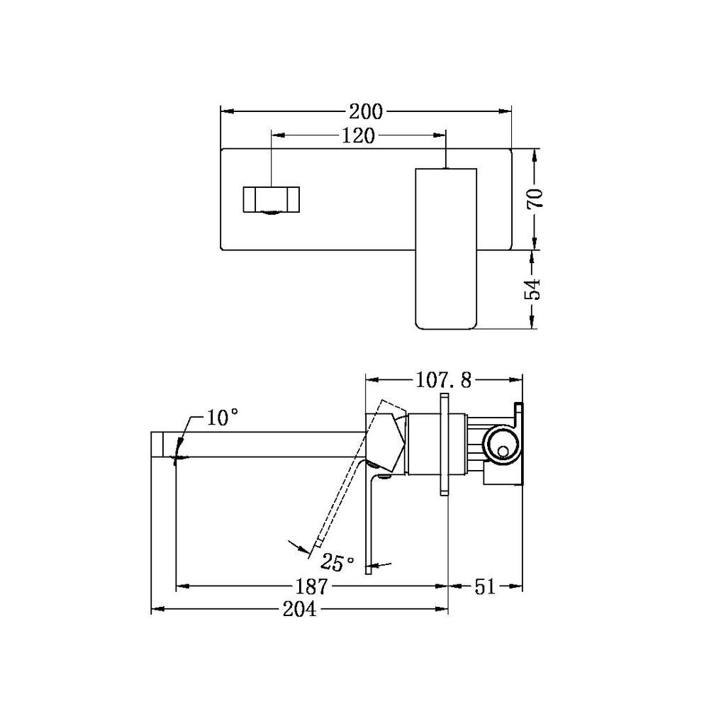 Nero Celia Wall Basin/Bath Mixer - Brushed Nickel