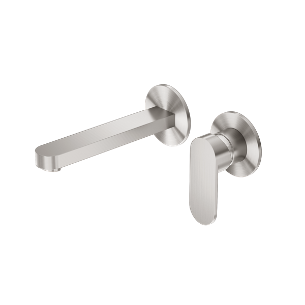 Nero Ecco Wall Basin/Bath Mixer Separate Back Plate - Brushed Nickel
