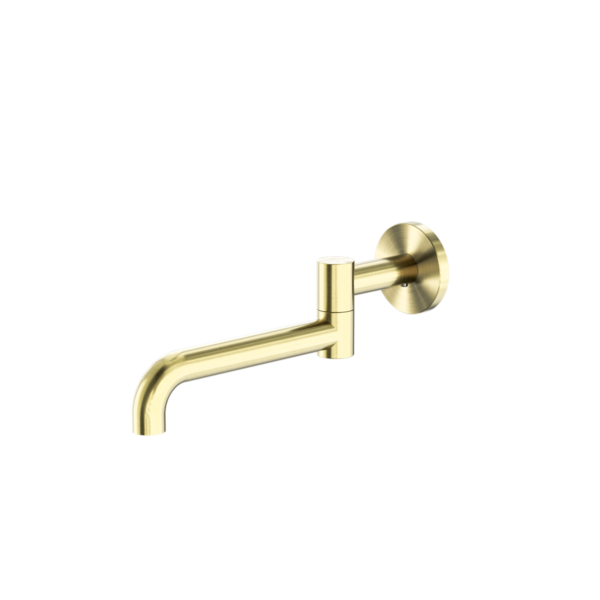Nero Mecca Wall Mounted Swivel Basin/Bath Spout 225MM - Brushed Gold