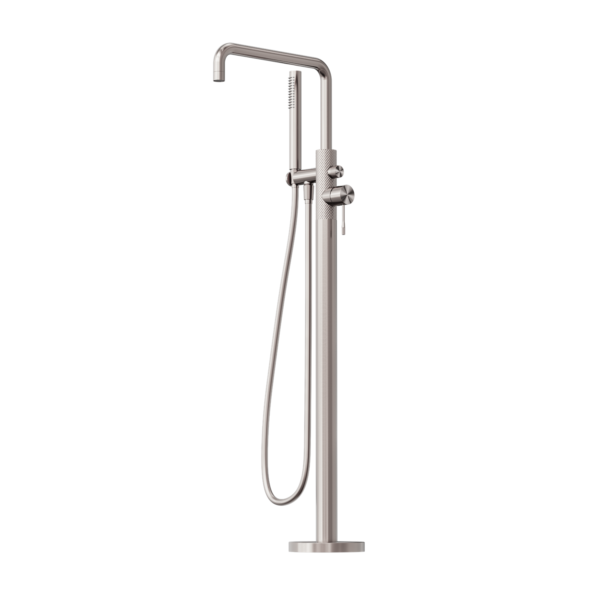 Nero Opal Freestanding Bath Mixer with Handshower - Brushed Nickel