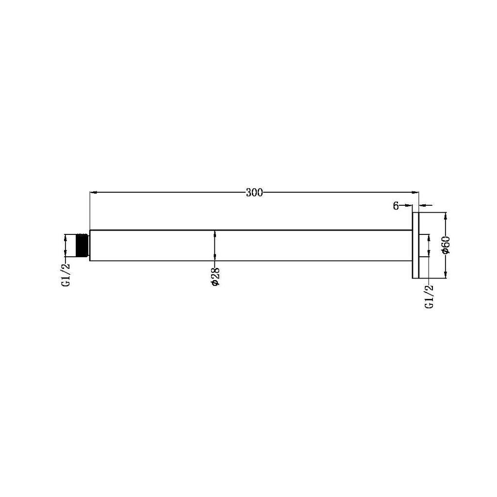 Nero ZEN SS316L Round Ceiling Arm - Graphite