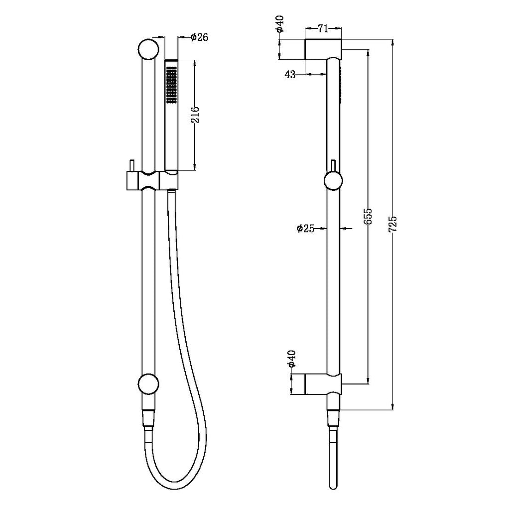 Nero ZEN SS316L Outdoor Shower Rail - Brushed Gold