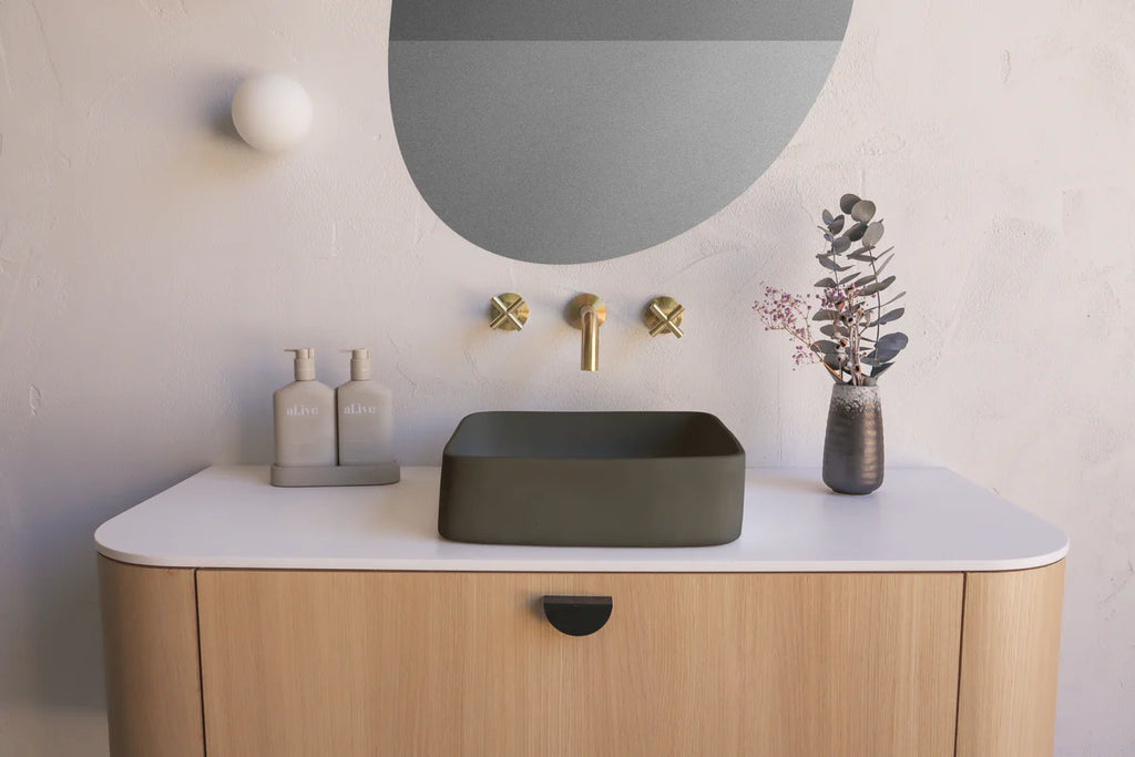 Nood Co Cast Basin Wall Hung - Mid Tone Grey