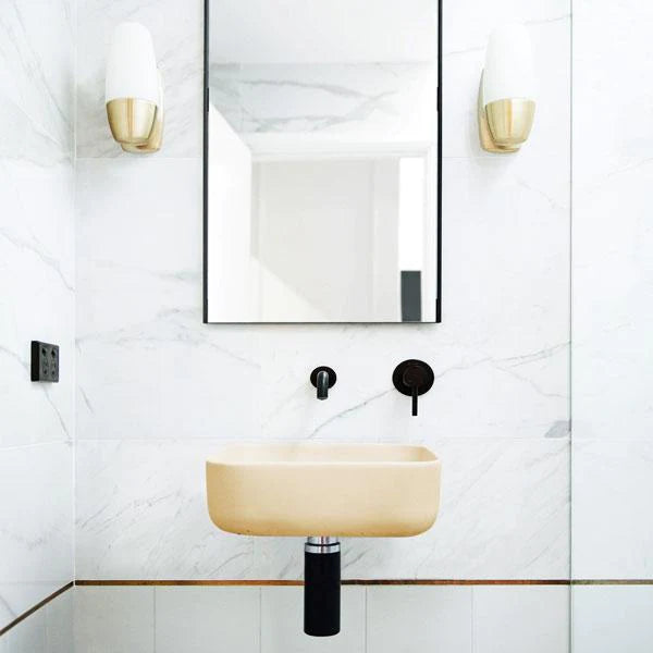 Nood Co Cube Basin Wall Hung - Custard