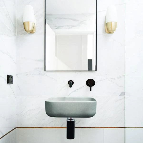 Nood Co Cube Basin Wall Hung - Mid Tone Grey
