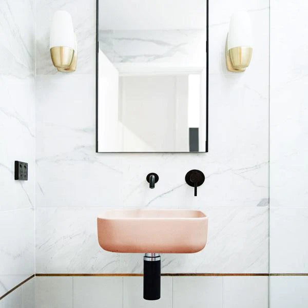Nood Co Cube Basin Wall Hung - Pastel Peach