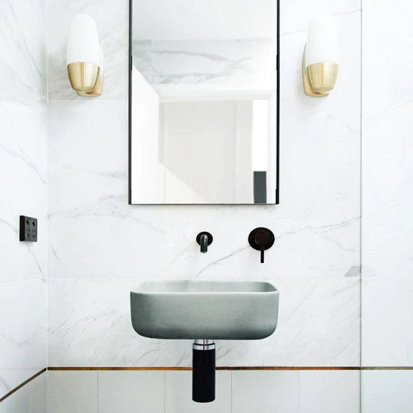 Nood Co Cube Basin Wall Hung - Sky Grey