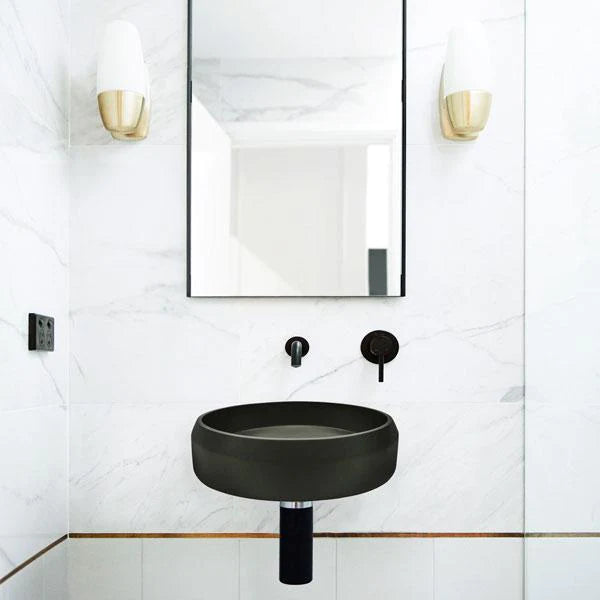 Nood Co Prism Circle Basin Wall Hung - Charcoal