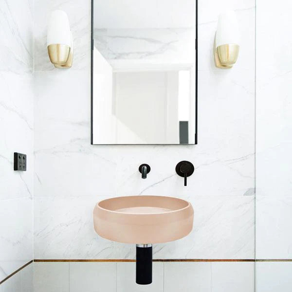 Nood Co Prism Circle Basin Wall Hung - Pastel Peach