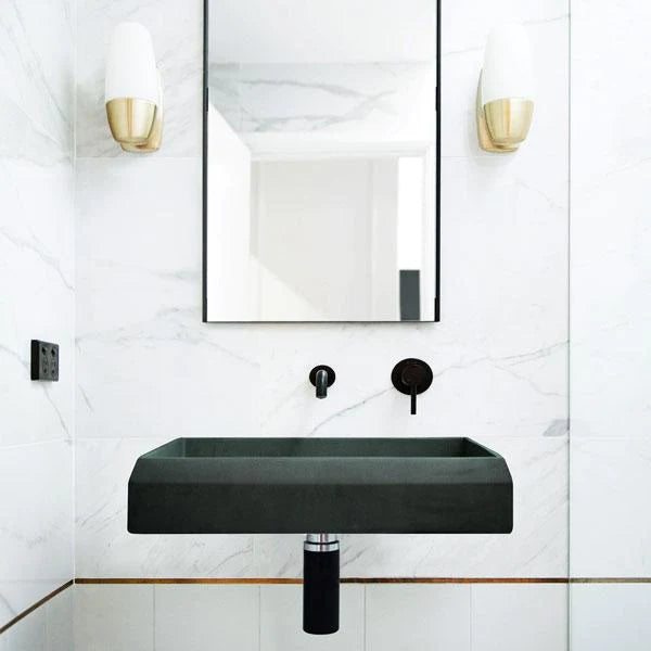 Nood Co Prism Rectangle Basin Wall Hung - Charcoal