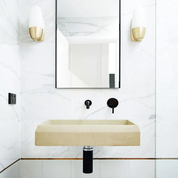 Nood Co Prism Rectangle Basin Wall Hung - Custard