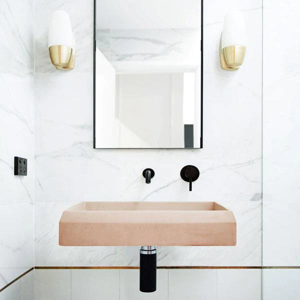 Nood Co Prism Rectangle Basin Wall Hung - Pastel Peach