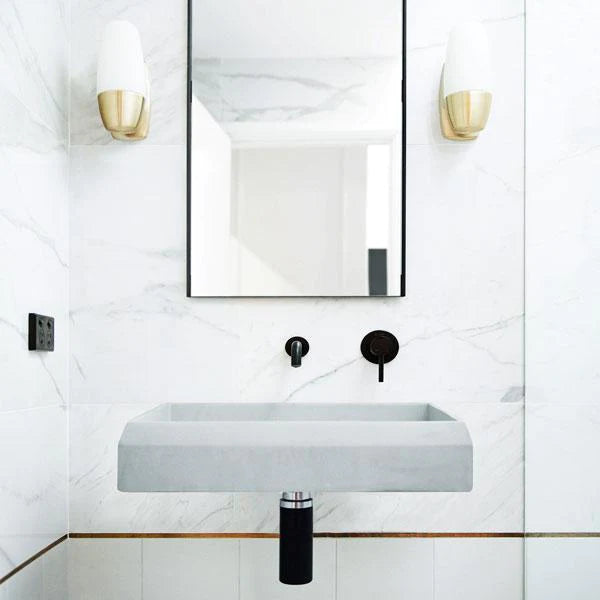 Nood Co Prism Rectangle Basin Wall Hung - Powder Blue