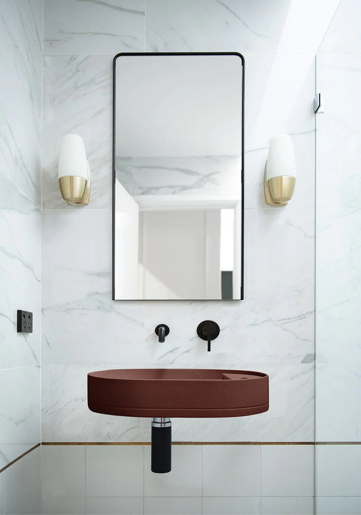 Nood Co Shelf Oval Basin Wall Hung - Clay