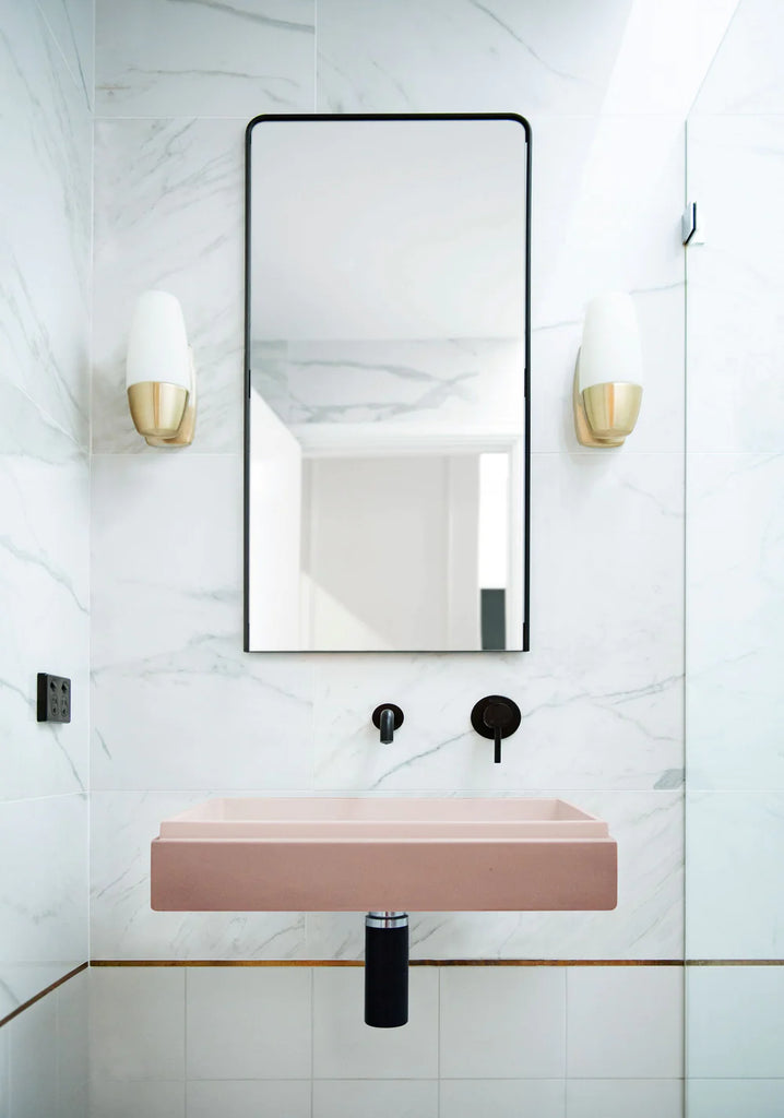 Nood Co Stepp Rectangle Basin Wall Hung - Blush Pink