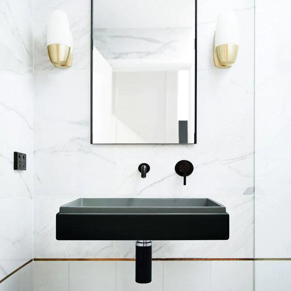 Nood Co Stepp Rectangle Basin Wall Hung - Charcoal