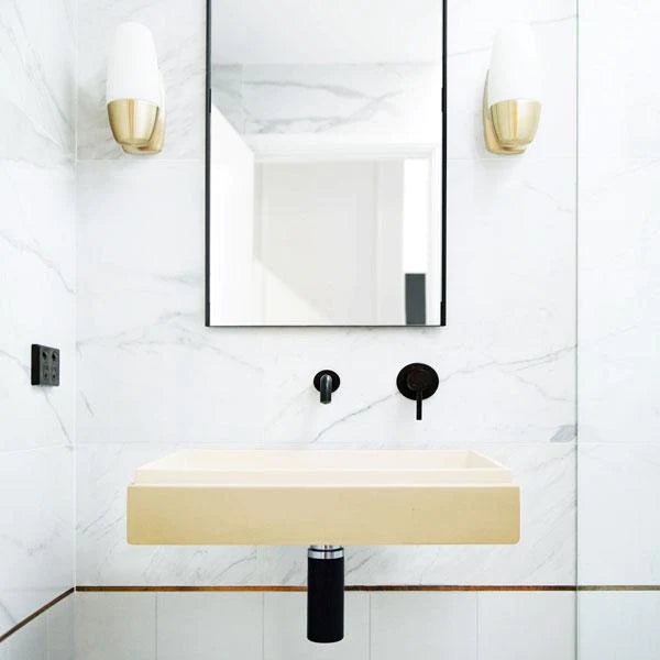 Nood Co Stepp Rectangle Basin Wall Hung - Custard