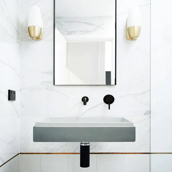 Nood Co Stepp Rectangle Basin Wall Hung - Sky Grey