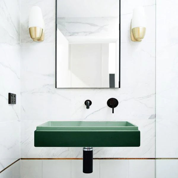 Nood Co Stepp Rectangle Basin Wall Hung - Teal