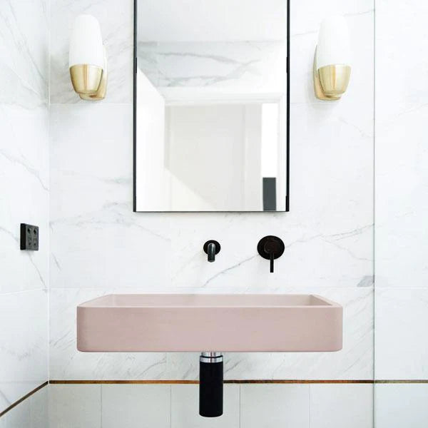 Nood Co Vesl Rectangle Basin Wall Hung - Blush Pink