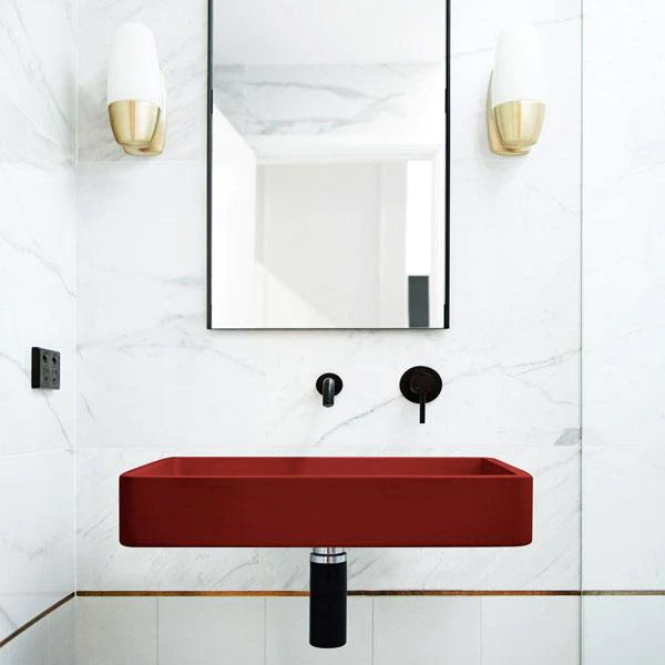 Nood Co Vesl Rectangle Basin Wall Hung - Clay