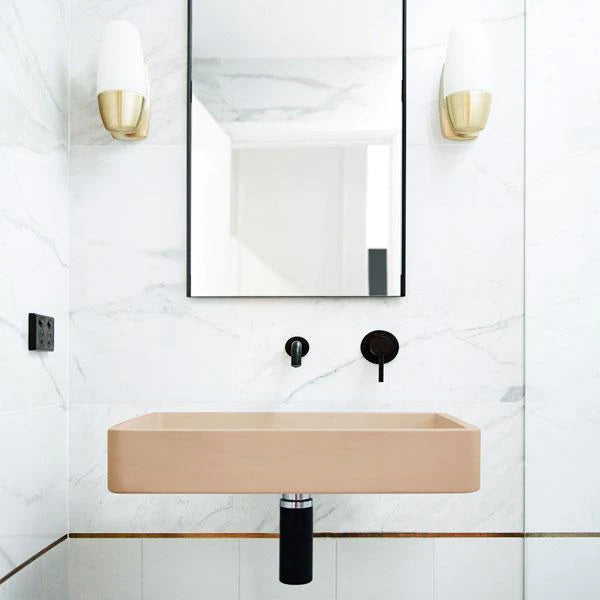 Nood Co Vesl Rectangle Basin Wall Hung - Pastel Peach