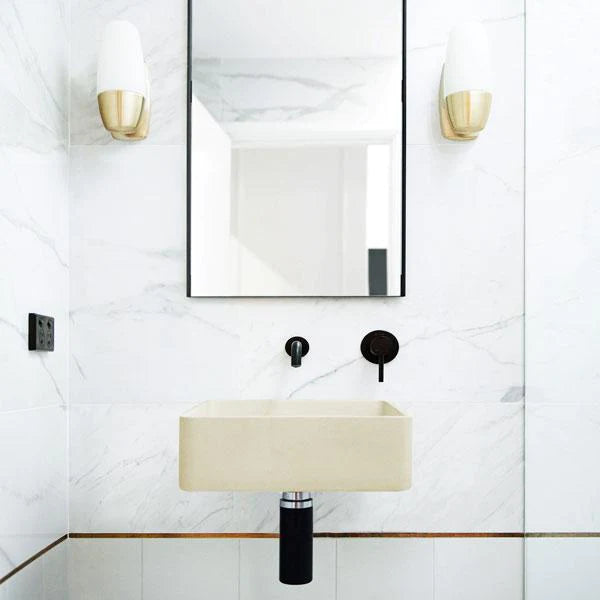 Nood Co Vesl Square Basin Wall Hung - Custard