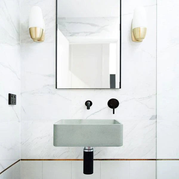 Nood Co Vesl Square Basin Wall Hung - Sky Grey