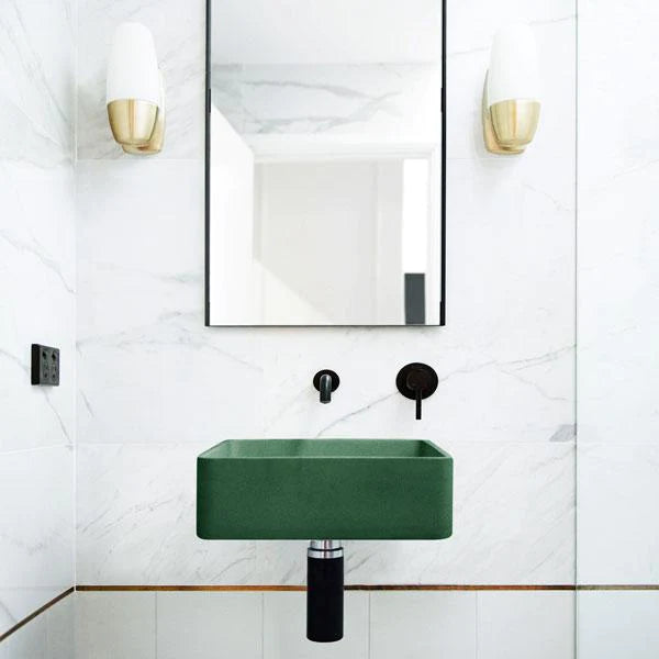 Nood Co Vesl Square Basin Wall Hung - Teal