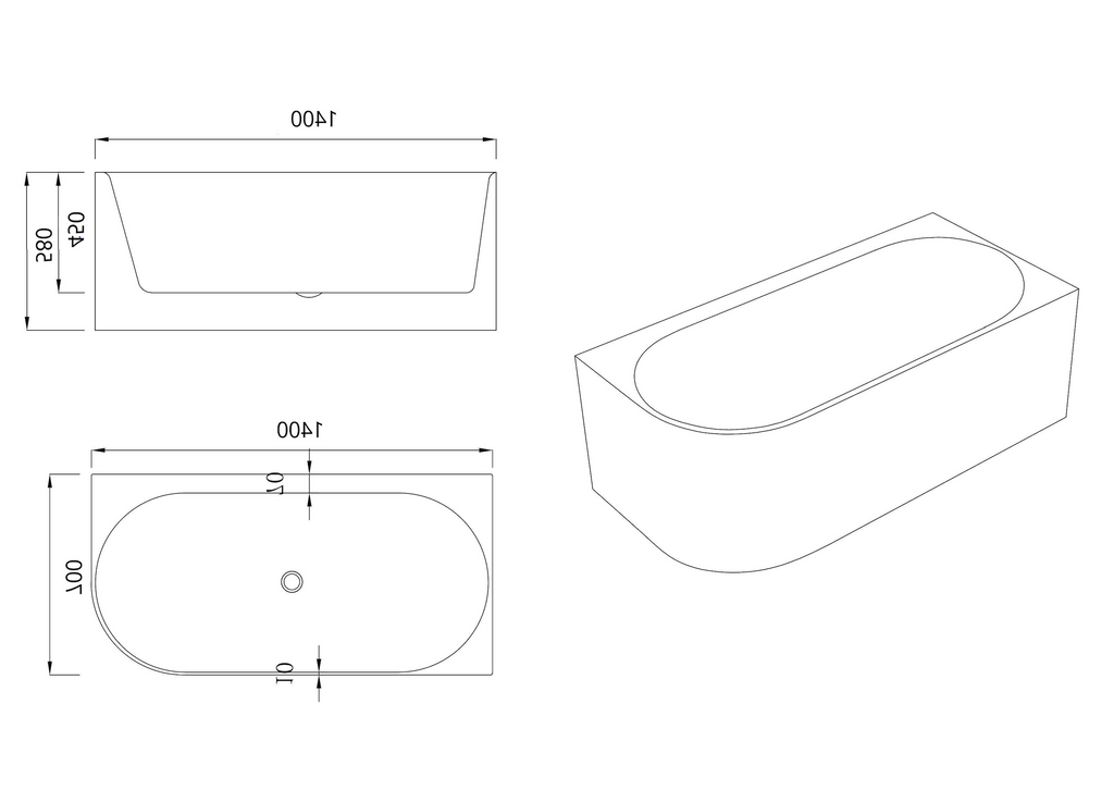 Novana Right Hand Corner Bathtub Gloss White