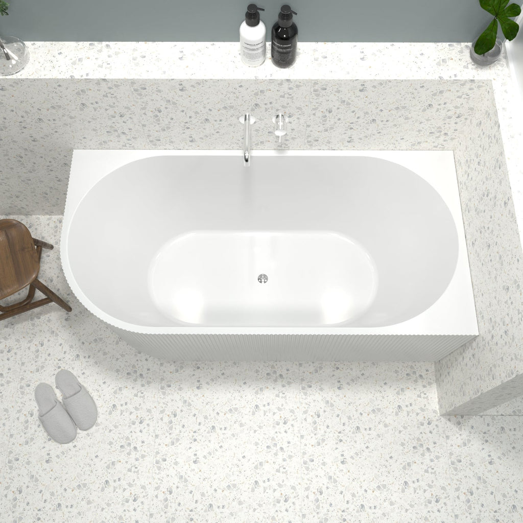 Rosely V Groove Right Hand Corner Bathtub Matt White