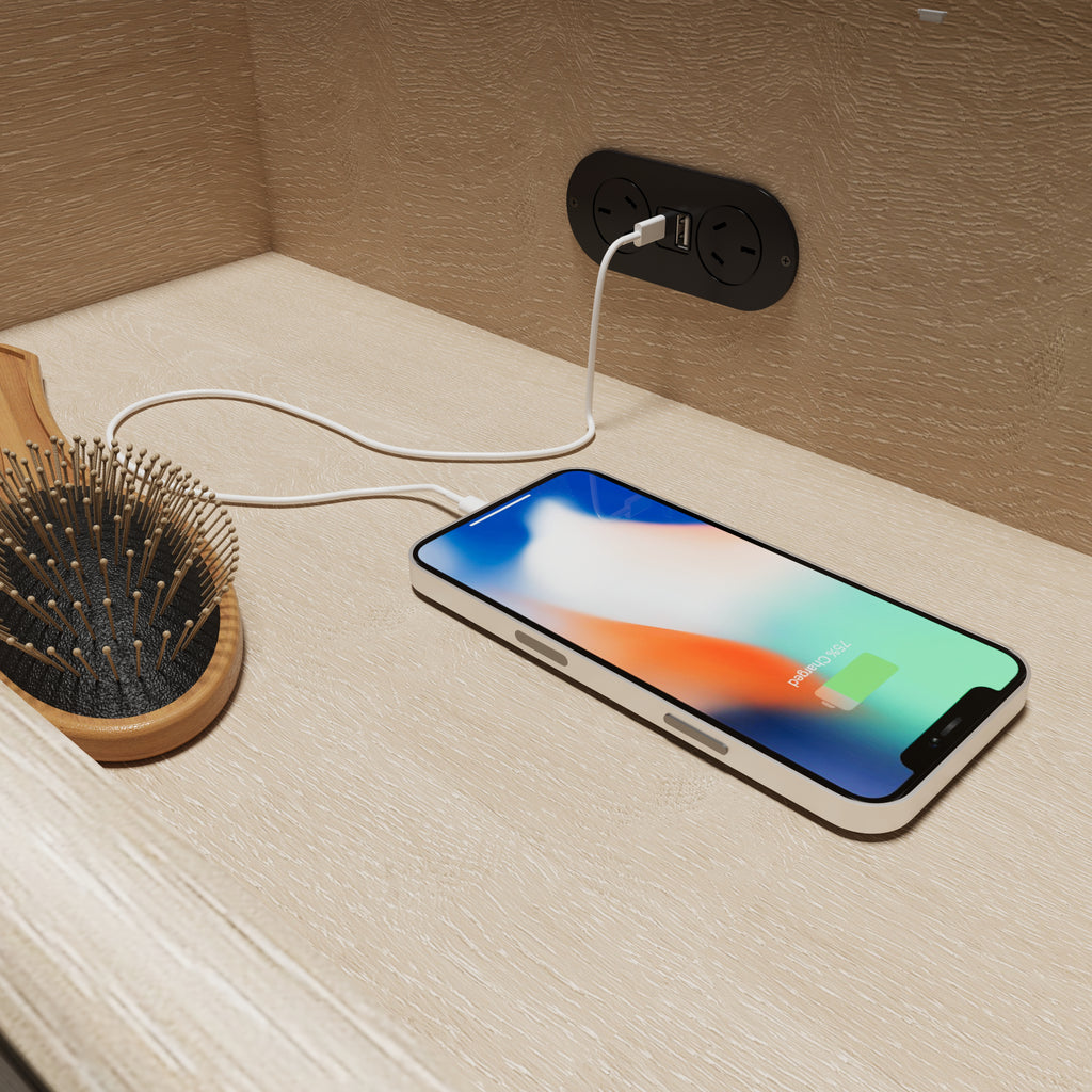 In Drawer Power Point Round Black