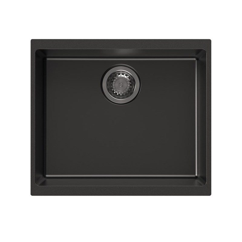 Granite Single Bowl Kitchen Sink 530x460x220mm - Black