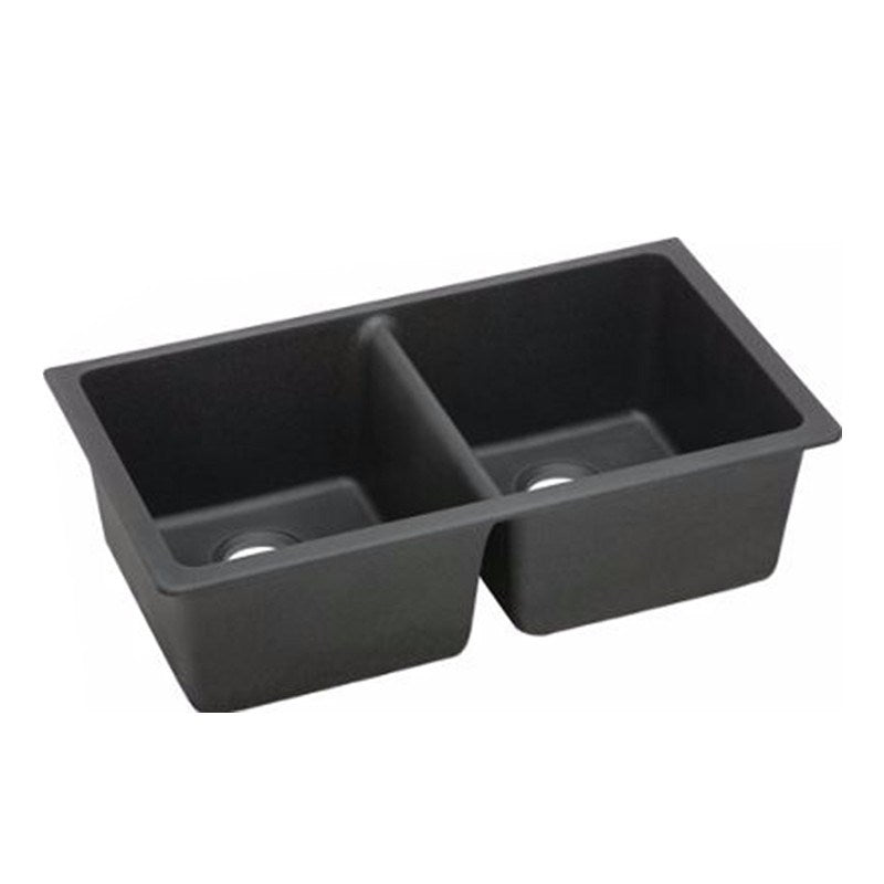 Granite 838x476x241mm Double Bowl Kitchen Sink - Black