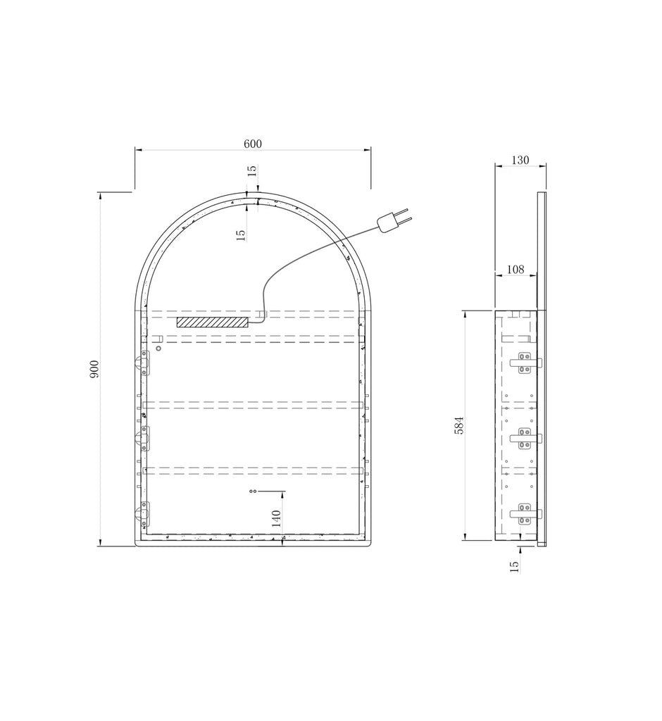 Otti Archie LED Shaving Cabinet - Matte White