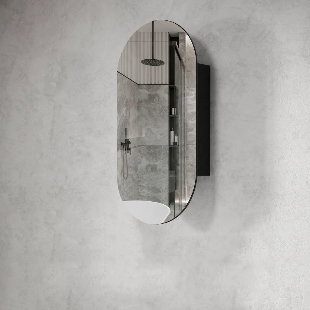 Otti NOOSA Pill Shape Shaving Cabinet - Black Oak