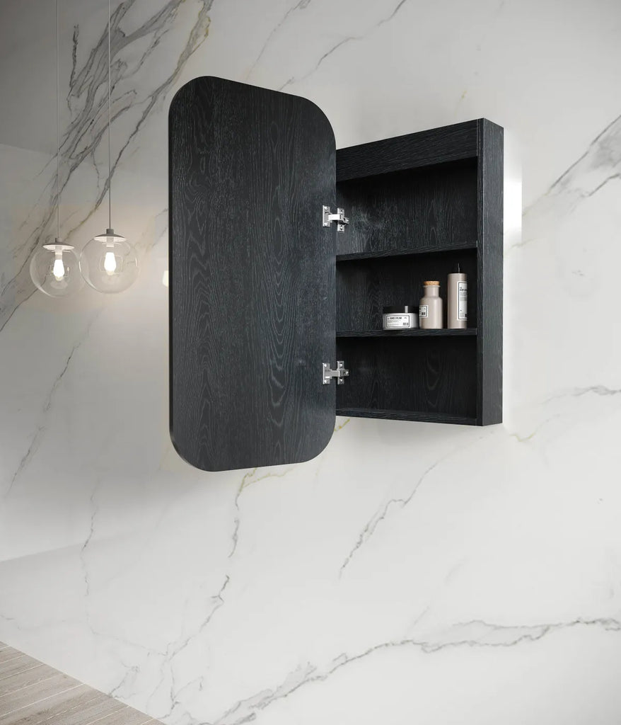 Otti Newport Soft Square LED Shaving Cabinet - Black Oak