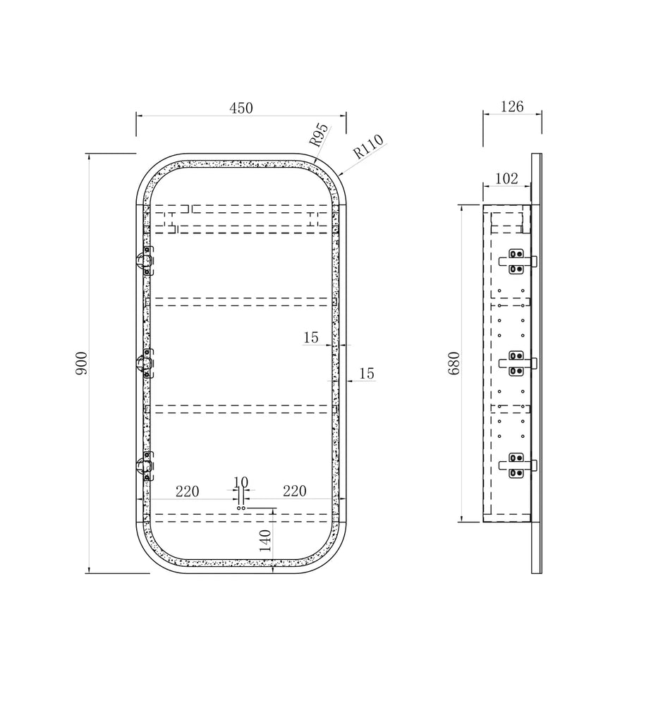 Otti Newport Soft Square LED Shaving Cabinet - Matte White