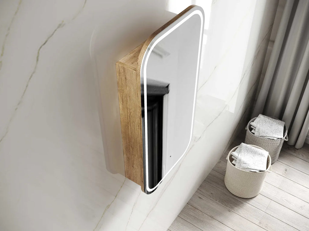 Otti Newport Soft Square LED Shaving Cabinet - Natural Oak