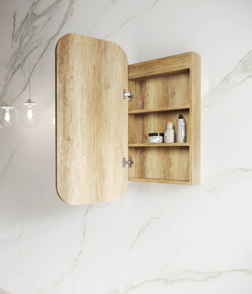 Otti Newport Soft Square LED Shaving Cabinet - Natural Oak