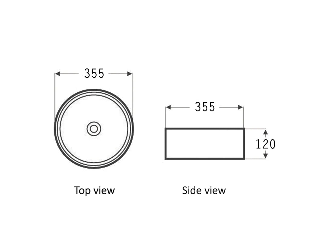 Otti Radius Round 355x355mm Basin - Matte Black And Matte White